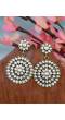 Crunchy Fashion Gold-Plated Kundan with Pearl Outline Contemprorary  Drop Earrings CFE1382