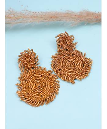 Golden Brown Round Bohomian Handmade Drop Earrings CFE1664