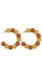 Crunchy Fashion Designer Gold-Plated Yellow& Red Nylon Thread Balls Big Hoop Earrings CFE1666