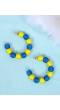 Crunchy Fashion Designer Gold-Plated Yellow& Blue Nylon Thread Balls Big Hoop Earrings CFE1667