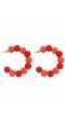 Crunchy Fashion Designer Gold-Plated Red Nylon Thread Balls Big Hoop Earrings CFE1668