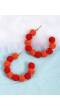 Crunchy Fashion Designer Gold-Plated Red Nylon Thread Balls Big Hoop Earrings CFE1668