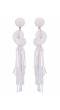 Crunchy Fashion Handcrafted White Tasseled Beaded Earrings CFE1675