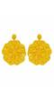 Crunchy Fashion Handmade Thread & Yellow Beadwork Flower Drop & Dangler Earrings CFE1676