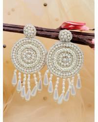 Buy Online Crunchy Fashion Earring Jewelry White Beaded Floral Tassel Earrings for Women/Girls Handmade Beaded Jewellery CFE1895