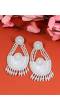 Embelished Handcrafted Contemporary White Beaded Dangler Earrings CFE1678 