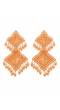 Light Orange  Beads Studded Handcrafted Contemporary Star Design Drop Earrings CFE1687
