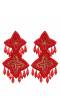 Red Beads Studded Handcrafted Contemporary Star Design Drop Earrings CFE1688
