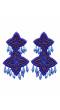 Blue  Beads Studded Handcrafted Contemporary Star Design Drop Earrings CFE1689