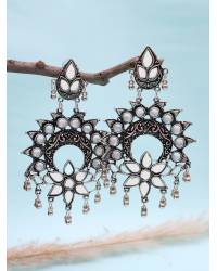 Buy Online Royal Bling Earring Jewelry Classic Meenakari Grey Double Layer Gold Plated  Dangler Earrings RAE1521 Jewellery RAE1521