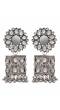 Crystal Studded Oxidized Silver Jhumka Earrings for Women