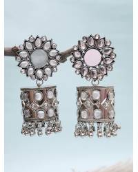 Buy Online Crunchy Fashion Earring Jewelry Ethnic Gold-Plated Black Pearl & Stone Studded Jhumki Earrings RAE1621 Jewellery RAE1621