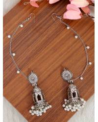 Buy Online Crunchy Fashion Earring Jewelry Indian Ethnic Hand Crafted Meenakari Lotus Chain Chandbali Earring Set RAE0897 Jewellery RAE0897