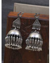 Buy Online Royal Bling Earring Jewelry Oxidized Silver Red Kundan Peacock Jhumka Earrings RAE0767 Jewellery RAE0767