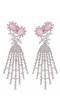 Crunchy Fashion Silver-Plated Pink Stone  American Diamond Contemporary Dangler Earring CFE1727