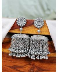 Buy Online Crunchy Fashion Earring Jewelry Oxidised German Silver Peacock Theme White  Kundan Jhumki Earrings RAE1833 Jewellery RAE1833