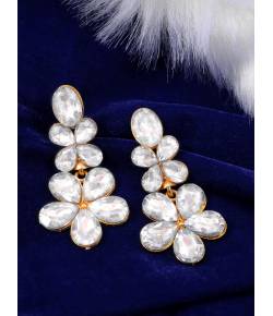 Gold Indo Western White Statement Dangler Earrings CFE1755