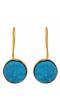 Crunchy Fashion Gold-Plated  Embelished  Blue  Faux Stone Dangler Earrings CFE1760 