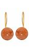Crunchy Fashion Gold-Plated  Embelished  Peach Faux Stone Dangler Earrings CFE1762