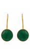 Crunchy Fashion Gold-Plated  Embelished  Green Faux Stone Dangler Earrings CFE1764