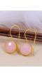 Crunchy Fashion Gold-Plated  Embelished  Pink Faux Stone Dangler Earrings CFE1765