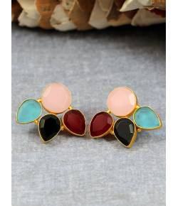 Crunchy Fashion Elegant Navratan Multicolor  Stud Earrings CFE1770