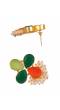 Crunchy Fashion Gold Green & White  Stone Studded Petal Drop Dangler Earrings CFE1772