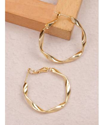 Crunchy Fashion Gold- Toned Classic Half Hoop Earrings 
