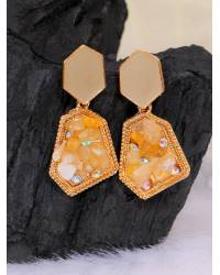 Buy Online Crunchy Fashion Earring Jewelry Black & Gold-Toned Contemporary Drop Earrings Jewellery CFE1408