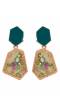 Crunchy Fashion Golden Elegant Druzy Green & Multicolor  Dangler Earrings CFE1807