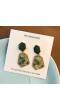 Crunchy Fashion Golden Elegant Druzy Green & Multicolor  Dangler Earrings CFE1807