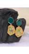 Crunchy Fashion Golden Elegant Druzy Green & Multicolor  Dangler Earrings CFE1807