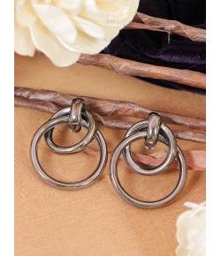 Crunchy Fashion Silver-Plated Encircled Dangler Earring CFE1818