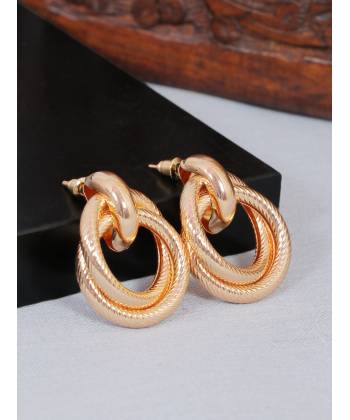 Crunchy Fashion Rose-  Gold Tonned Elegant Drop & Dangler Earring CFE1821