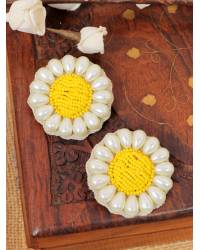 Buy Online Crunchy Fashion Earring Jewelry Pushpa Studs- Black Beaded Flower Stud Earrings for Women Drops & Danglers CFE2013