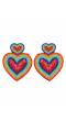 Crunchy Fashion Valentine's Beaded Multicolor Heart Earrings CFE1828