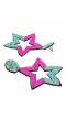 Crunchy Fashion Pink & Green Beaded Star Embellished Earrings CFE1832