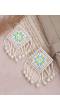 Crunchy Fashion Handmade Beaded & Sequin White Dangler Earrings CFE1834