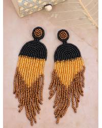 Buy Online Crunchy Fashion Earring Jewelry Black Beads Studded Handcrafted Contemporary Drop Earrings CFE1698 Handmade Beaded Jewellery CFE1698