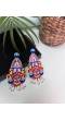 Crunchy Fashion Handmade Beaded Goddess Devi Durga Earrings CFE1844