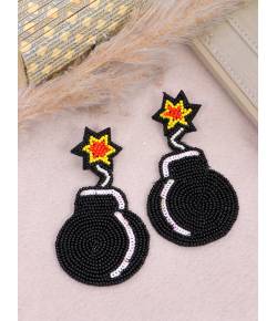 Crunchy Fashion Black Bomb Drops & Danglers Earrings CFE1845