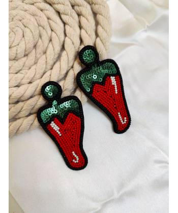 Hot Red Chilli Sizzling Beaded Earrings for Women/Girl's