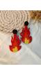  Beaded Fire Red and Yellow Tone Earring For Women/Girl's 