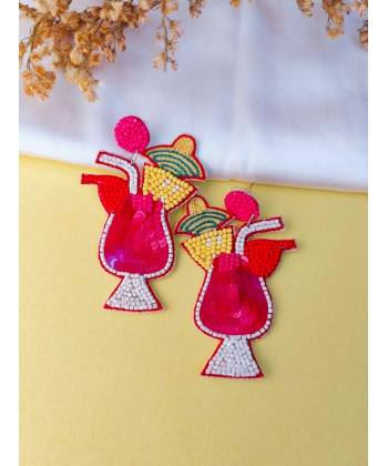 Handmade Multicolor Beaded Fruit Cocktail Earrings for Women/Girls
