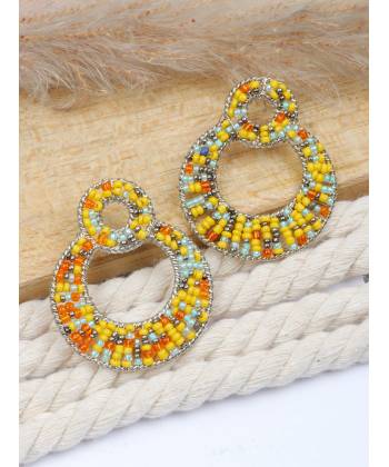 Crunchy Fashion Multicolor Bohemian Exaggerated beaded Drop & Dangler Earrings CFE1858