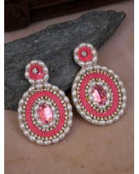 Buy Online Crunchy Fashion Earring Jewelry Pink-Yellow Handmade Beaded Floral Earrings For Women And Drops & Danglers CFE1968