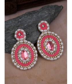 Handcrafted Pink Crystal and Pearl Earring for Women/Girl's