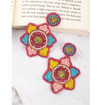 Boho Multi-Color Beaded Contemporary Drop Earrings for Women/Girl's