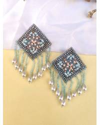 Buy Online Crunchy Fashion Earring Jewelry Gold -Plated White Jhalar Fashion Earrings RAE1181 Jewellery RAE1181