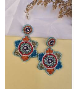 Boho Multi-Color Handmade Beaded Contemporary Drop Earrings for Women/Girl's